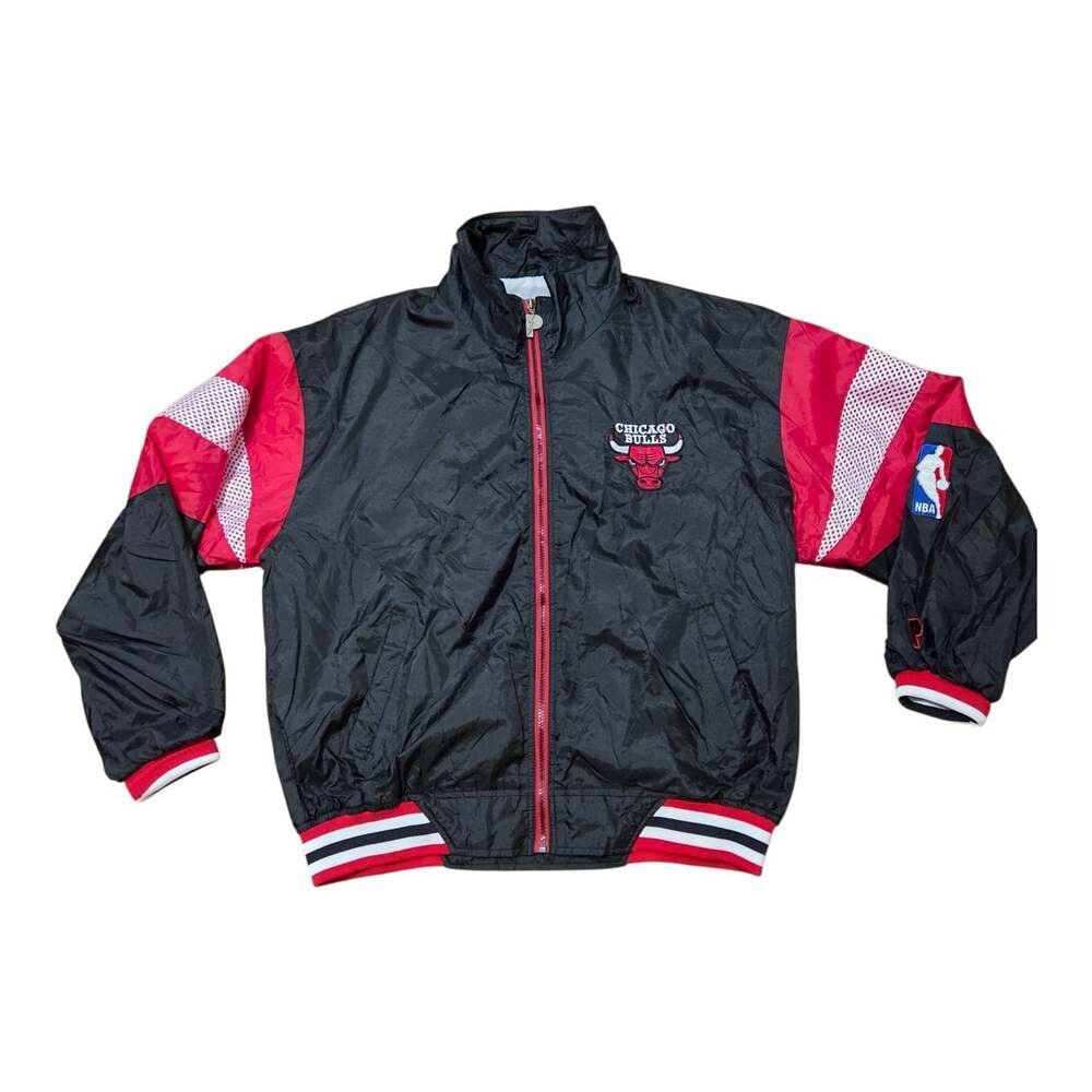 Vintage 90s Chicago Bulls Jacket Mens Large Pro Player Nylon Windbreaker Zip NBA
